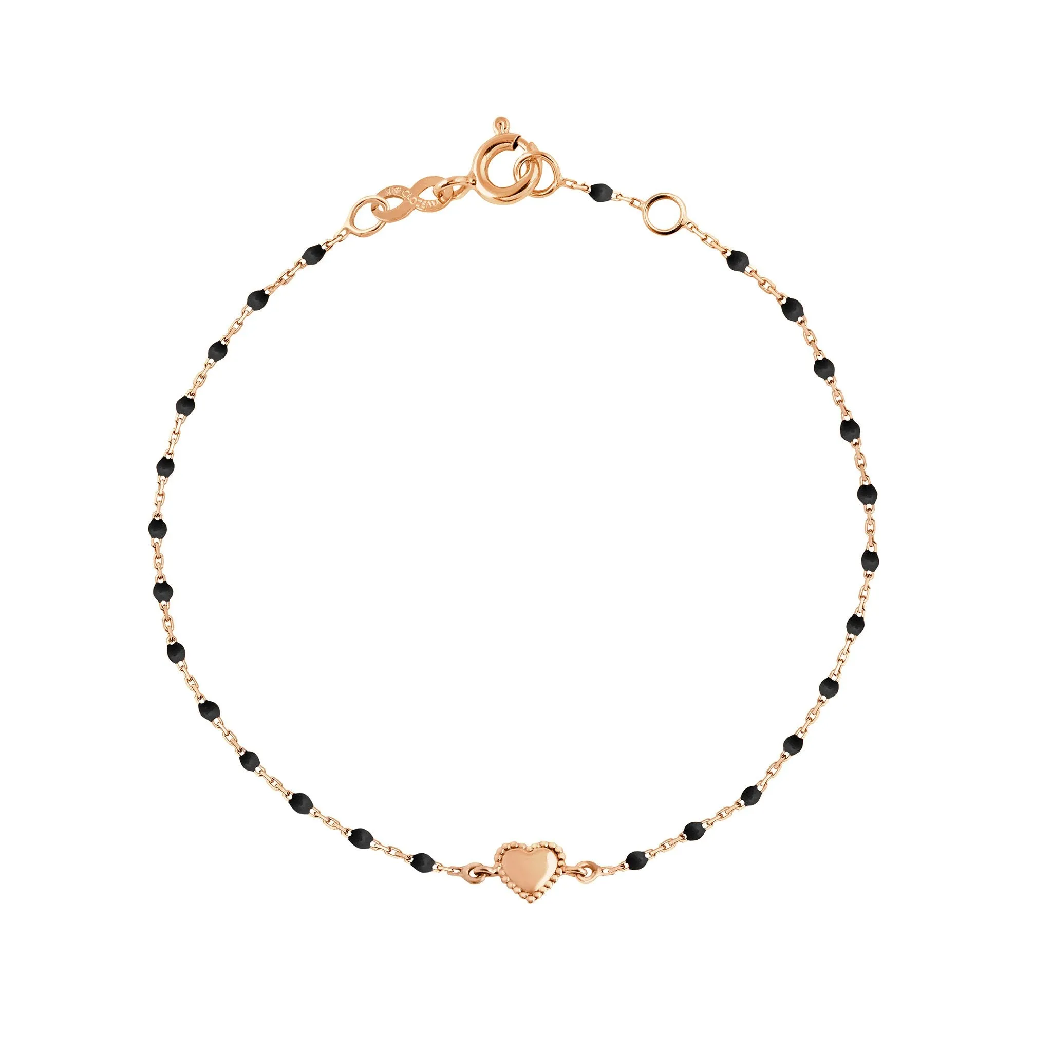 Lucky Heart Mini Gigi Black bracelet, Rose Gold, 6.7