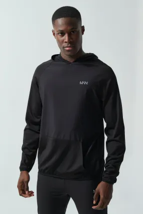 Man Active Chest Panel Hoodie