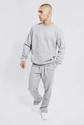 Man Heavyweight Waffle Sweatshirt Tracksuit | boohooMAN UK