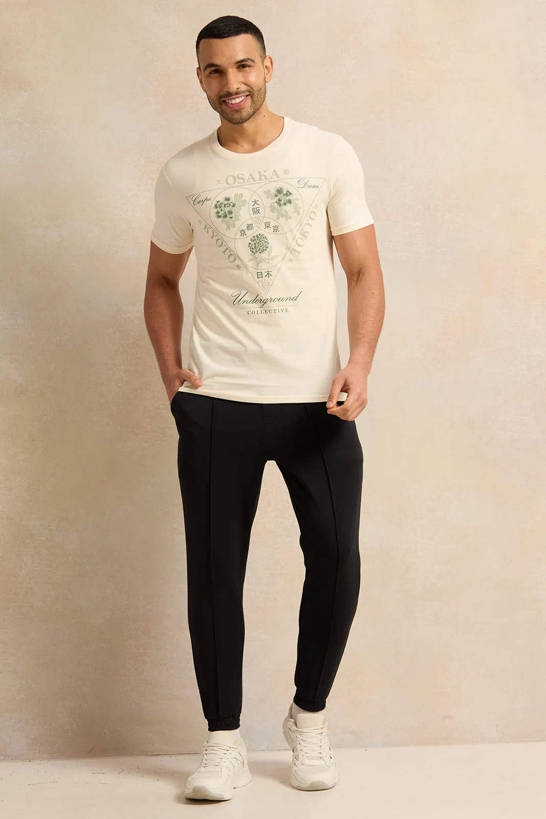 Men Ivory Graphic T-Shirt