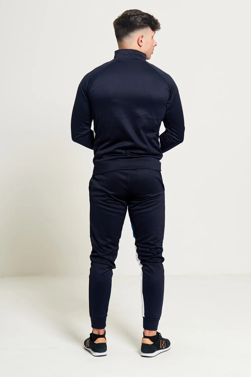 Mens Blue Navy and White Collared Tracksuit