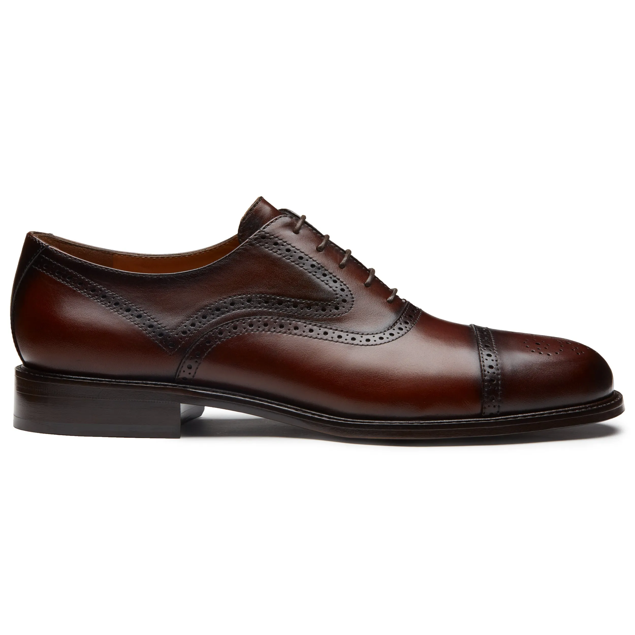 Men's burgundy leather brogue oxford shoes