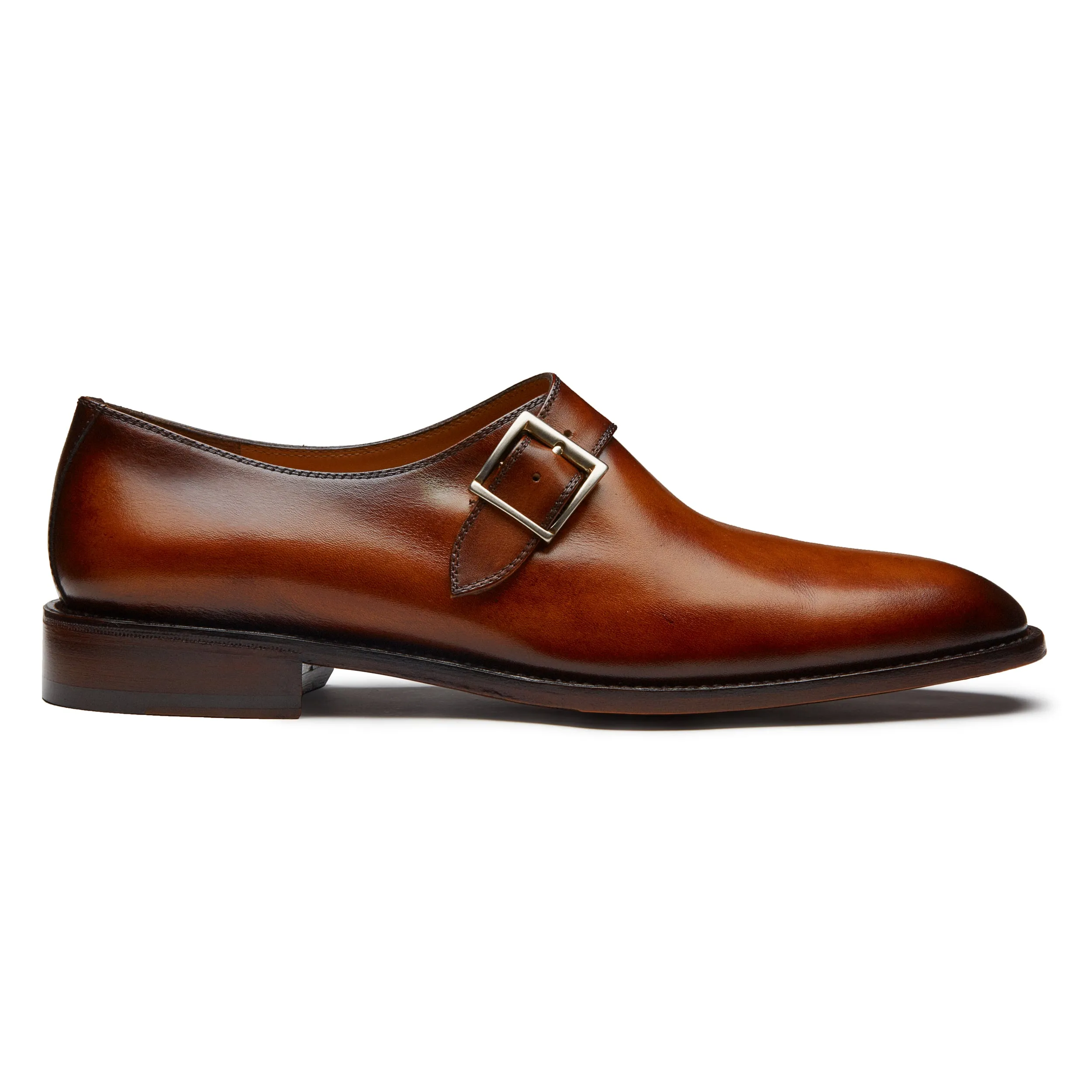 Mens chestnut leather monkstrap shoes