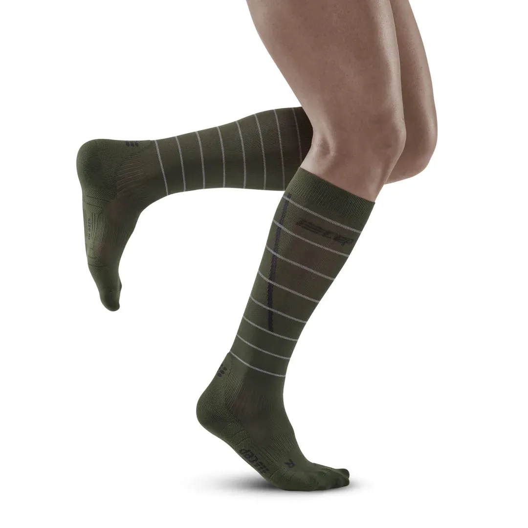 Men's Reflective Compression Tall Socks (Green)