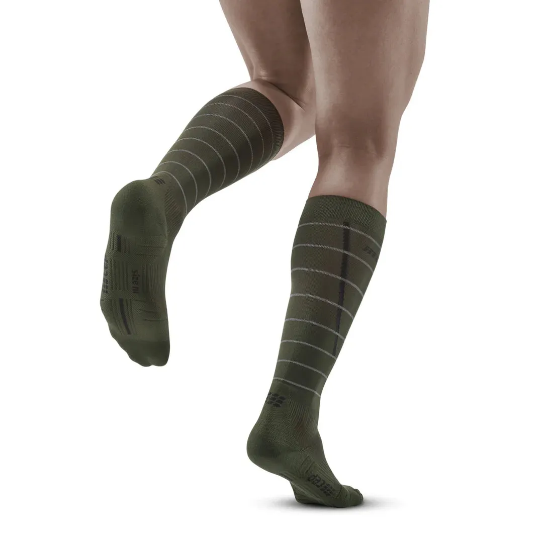 Men's Reflective Compression Tall Socks (Green)