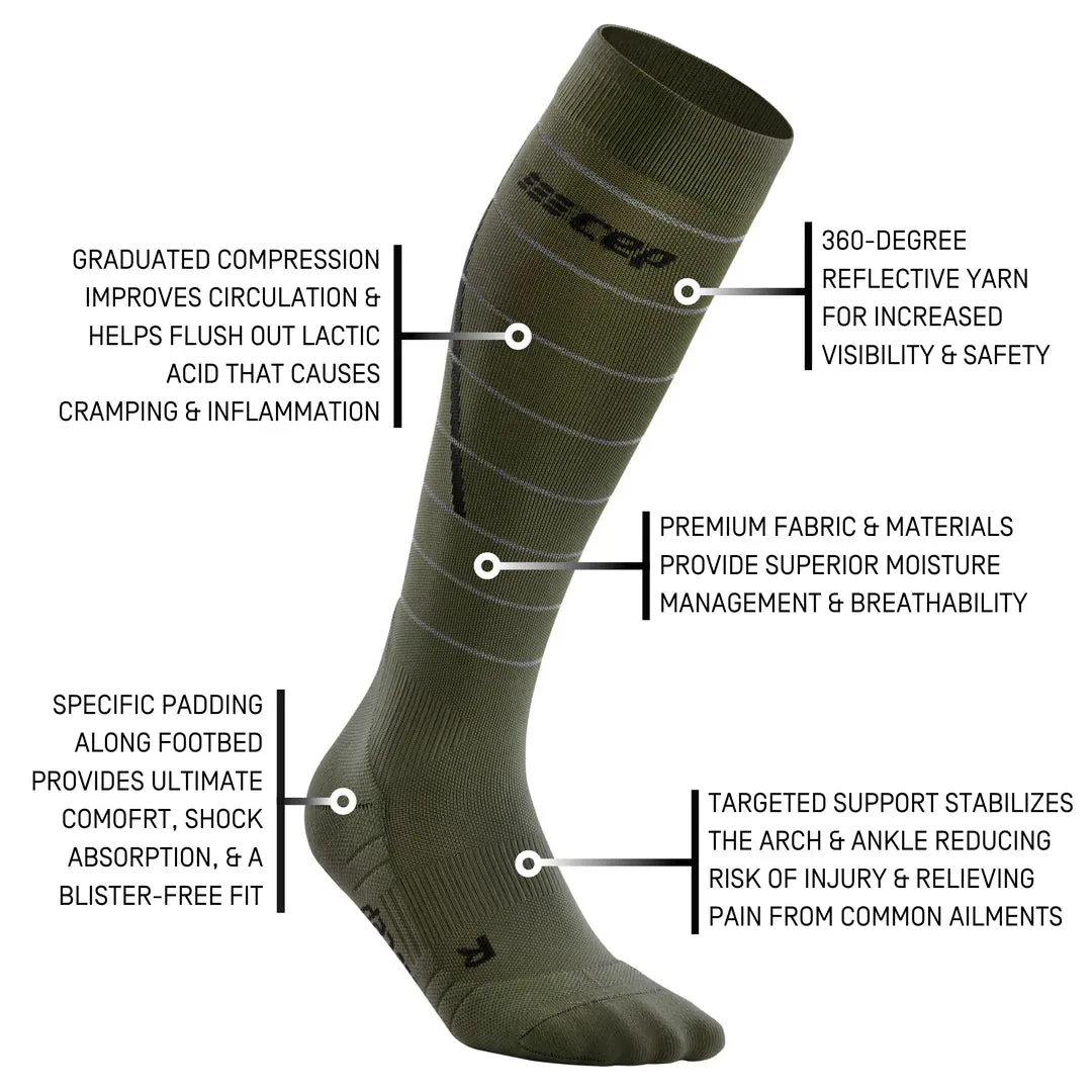 Men's Reflective Compression Tall Socks (Green)