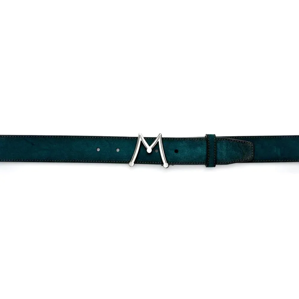 Mezlan SB11489 Green Suede Leather Floating Icon Men's Belt (MZB1218)