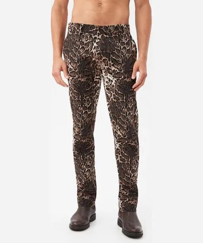 Mr Turk Clyde Leopard Jacquard Slim-Fit Trousers / Multi 30