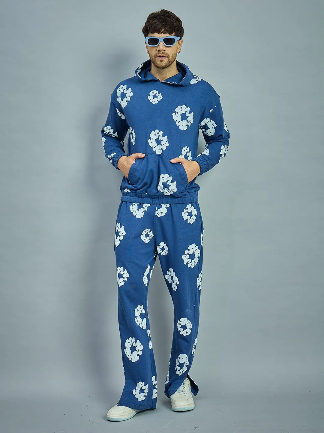 Navy Floral Oversized Tracksuit