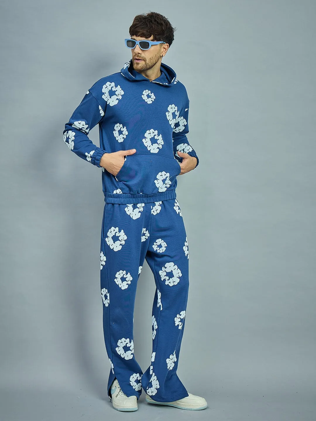 Navy Floral Oversized Tracksuit