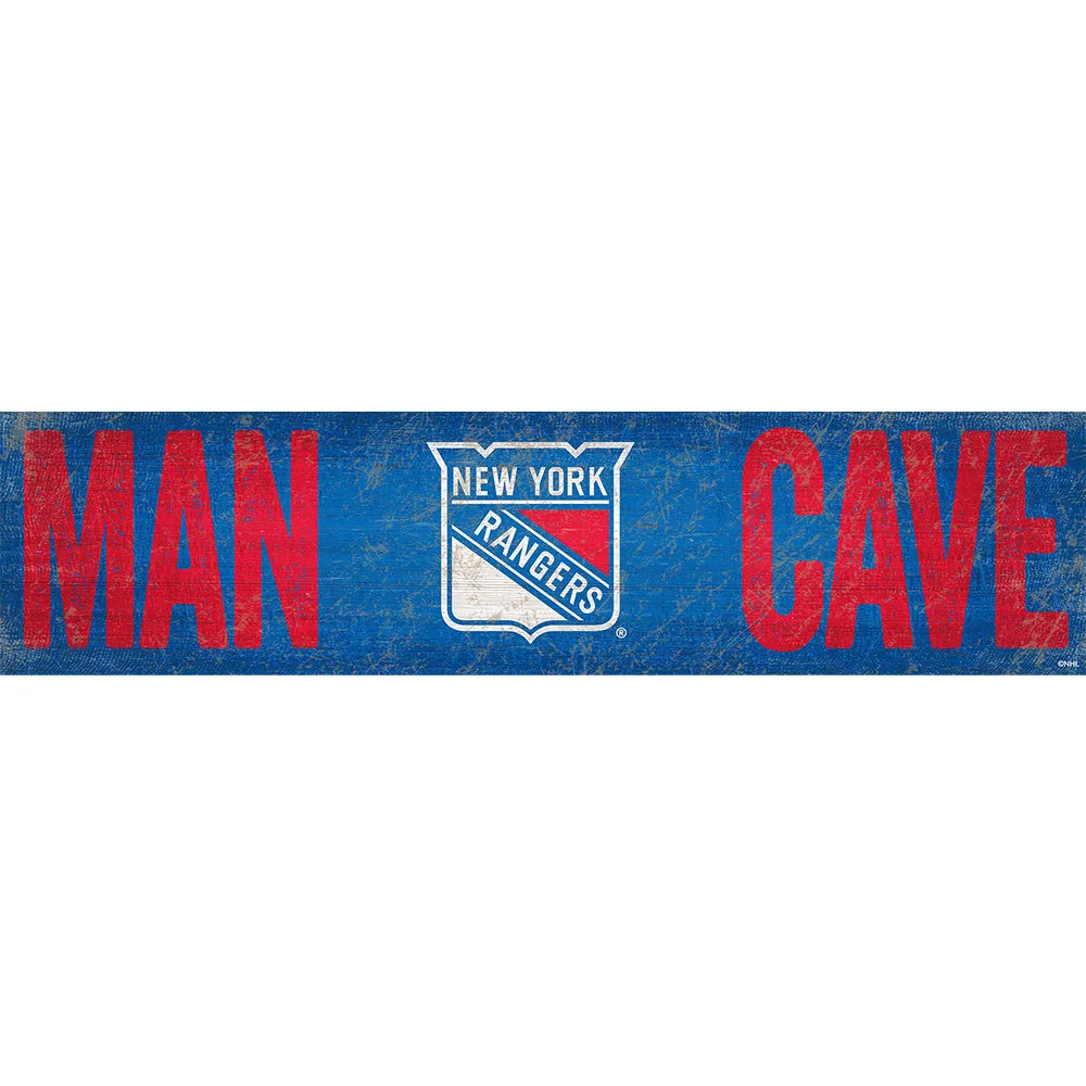 New York Rangers Man Cave Wooden Sign