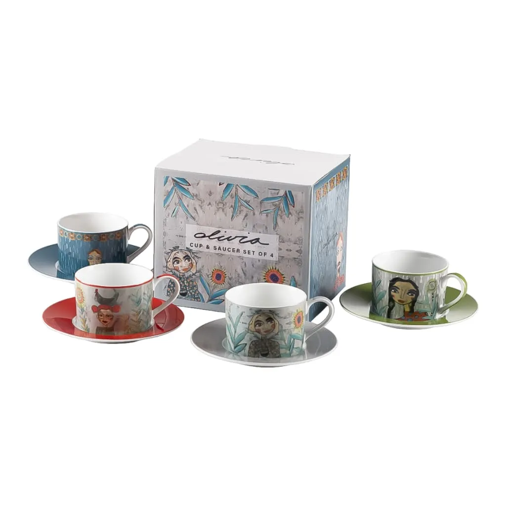 Olivia -0000146 Cuzins Cup & Saucer (Set Of 4)