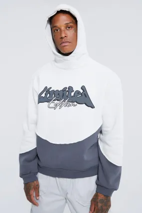 Oversized Boxy Funnel Spliced Hoodie