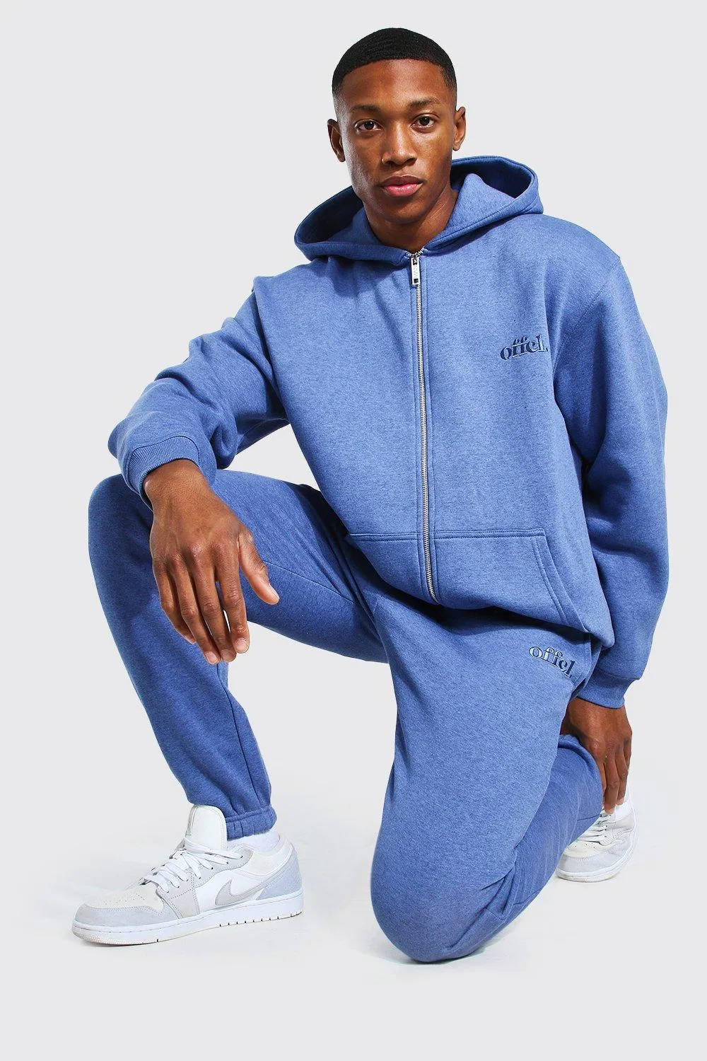 Oversized Official Overdyed Zip Hooded Tracksuit | boohooMAN UK