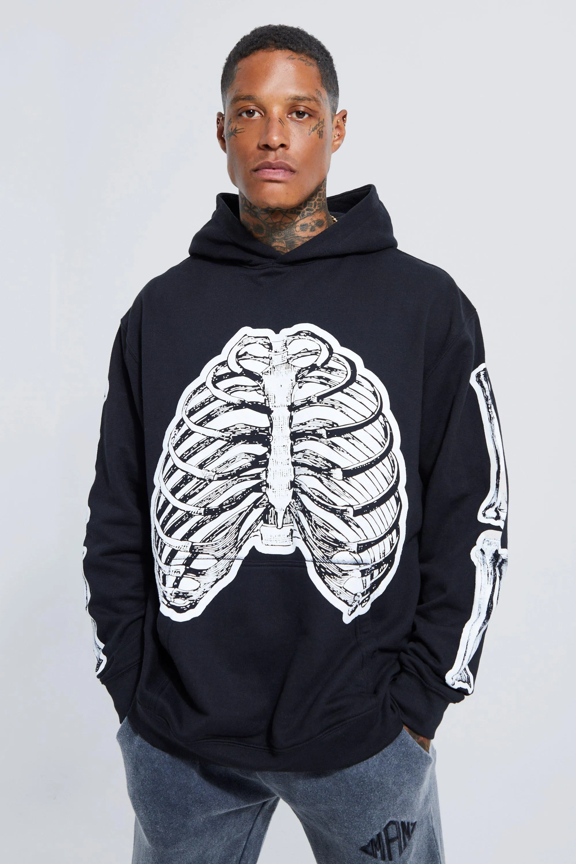 Oversized Skeleton Print Hoodie