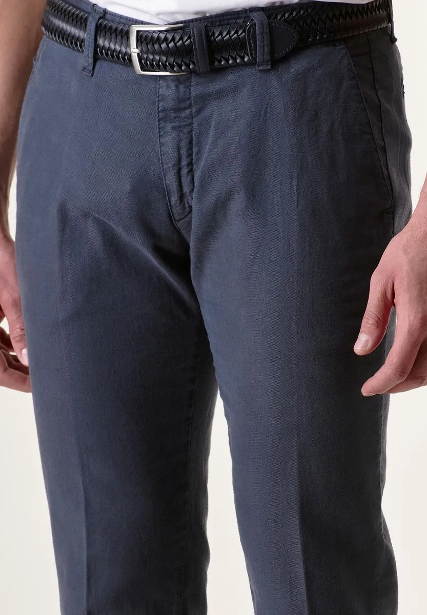 Pantalone blu cotone-lino tc slim