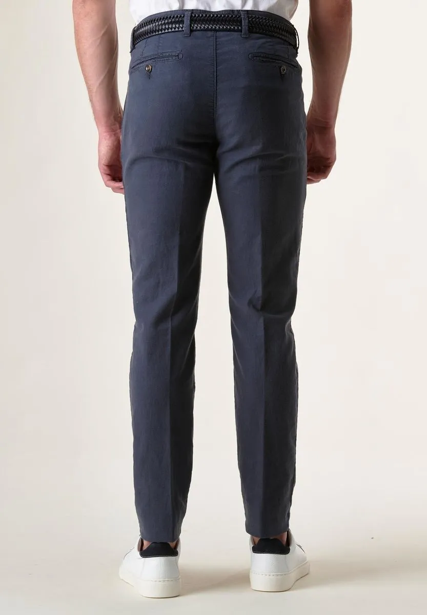 Pantalone blu cotone-lino tc slim