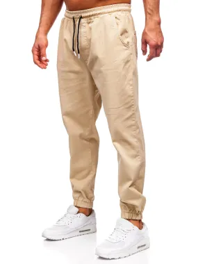 Pantaloni cargo jogger da uomo beige Bolf 001