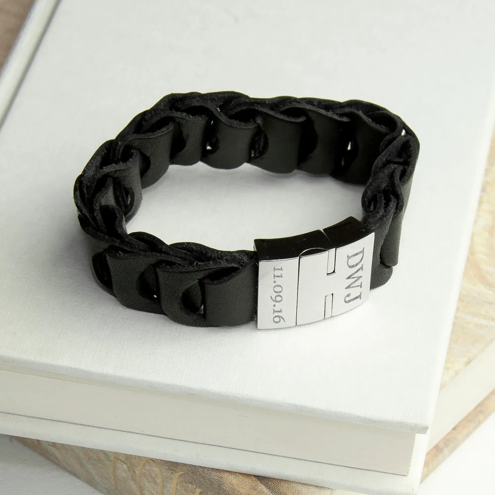 Personalised Men's Intrepid Leather Bracelet