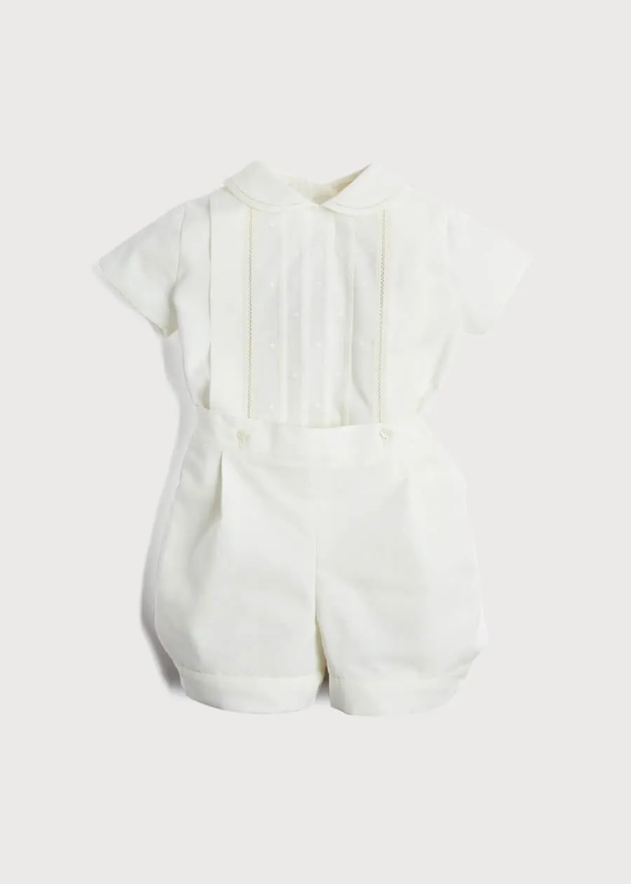 Peter Pan Collar Short Sleeved Two Piece Set in Ivory (12mths-5yrs)