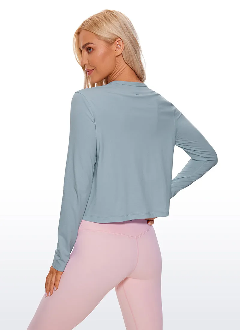 Pima Cotton Cropped Long Sleeve Classic Fit