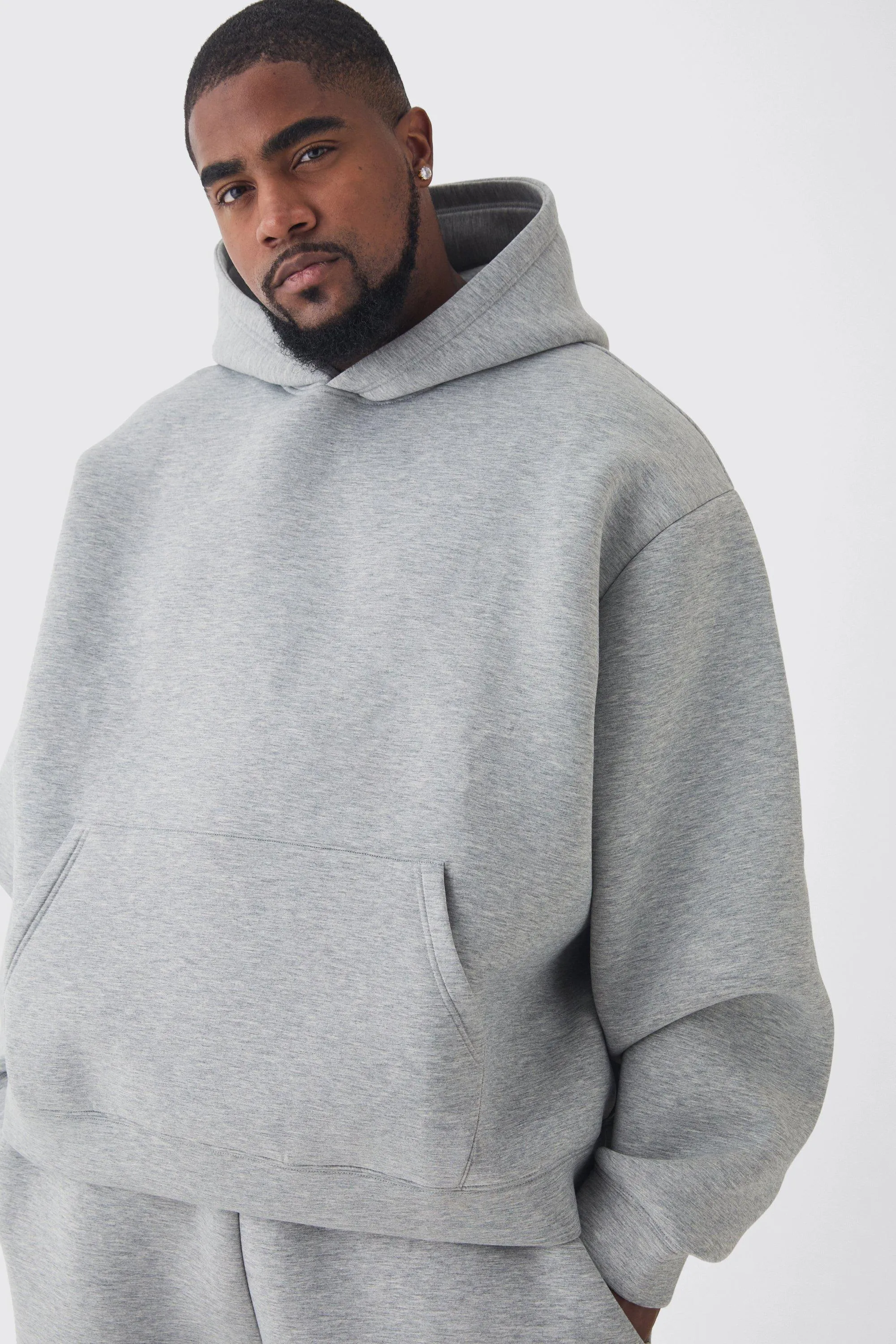 Plus Oversized Boxy Marl Scuba Hoodie