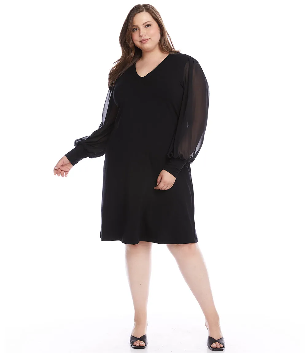 Plus Size Sheer Sleeve Dress