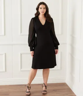 Plus Size Sheer Sleeve Dress