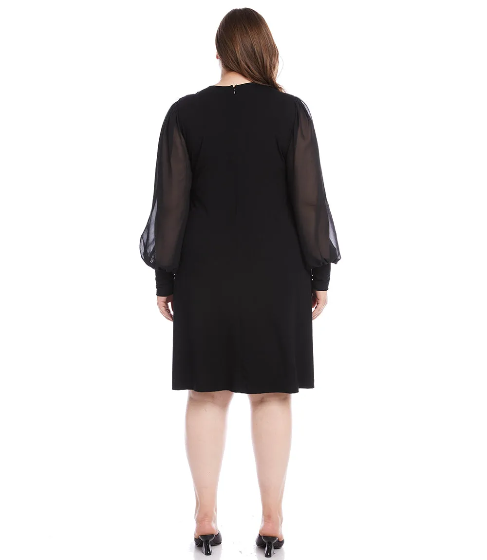 Plus Size Sheer Sleeve Dress