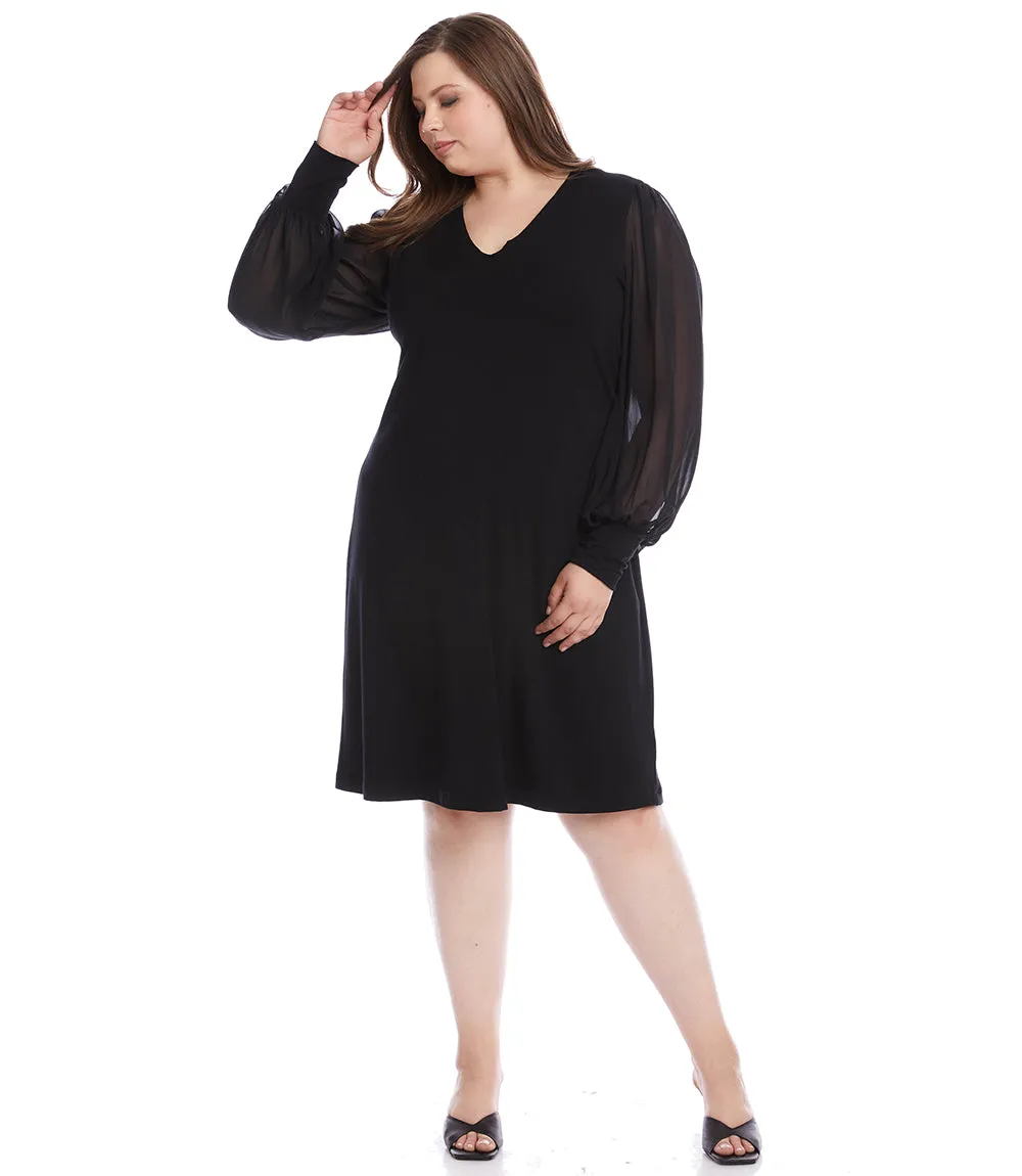 Plus Size Sheer Sleeve Dress