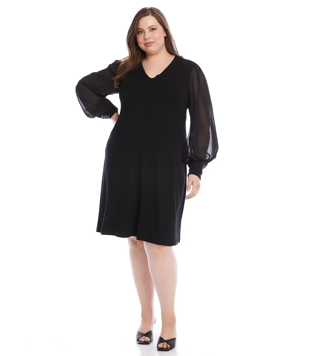 Plus Size Sheer Sleeve Dress