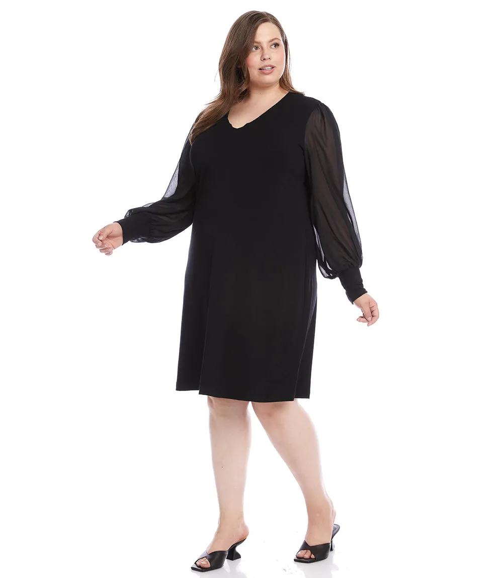 Plus Size Sheer Sleeve Dress