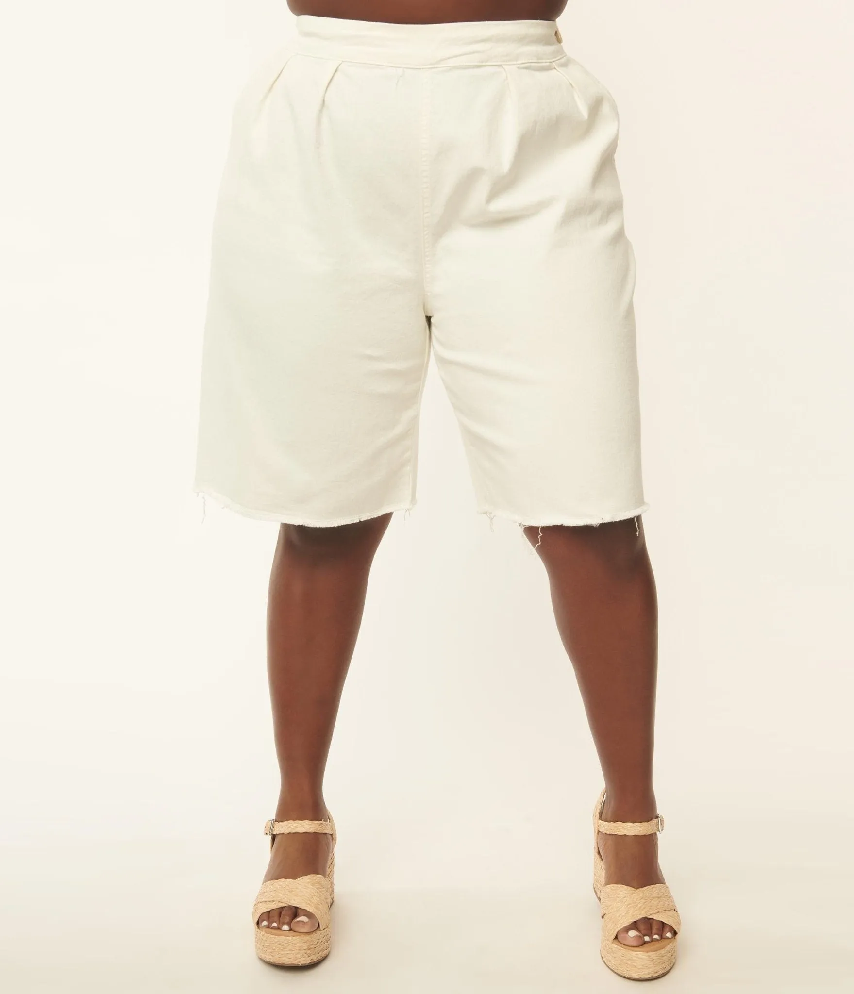 Plus Size White Denim Shorts