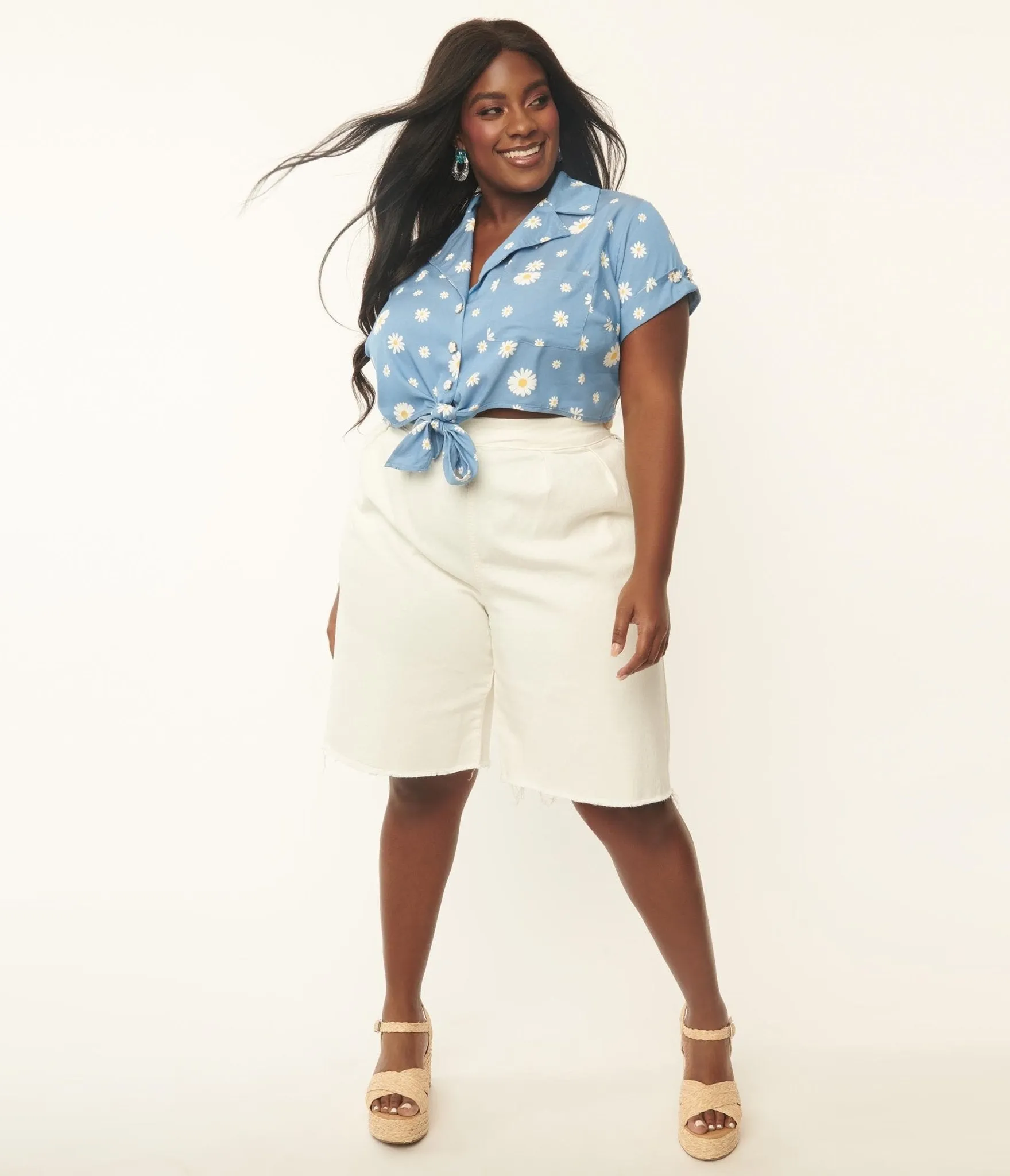 Plus Size White Denim Shorts