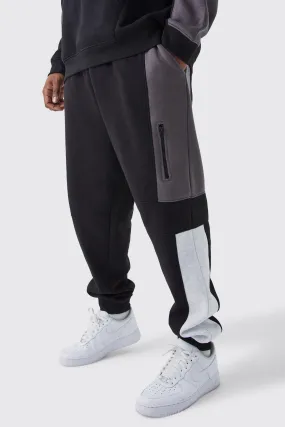 Plus Slim Fit Panelled Jogger | boohooMAN UK