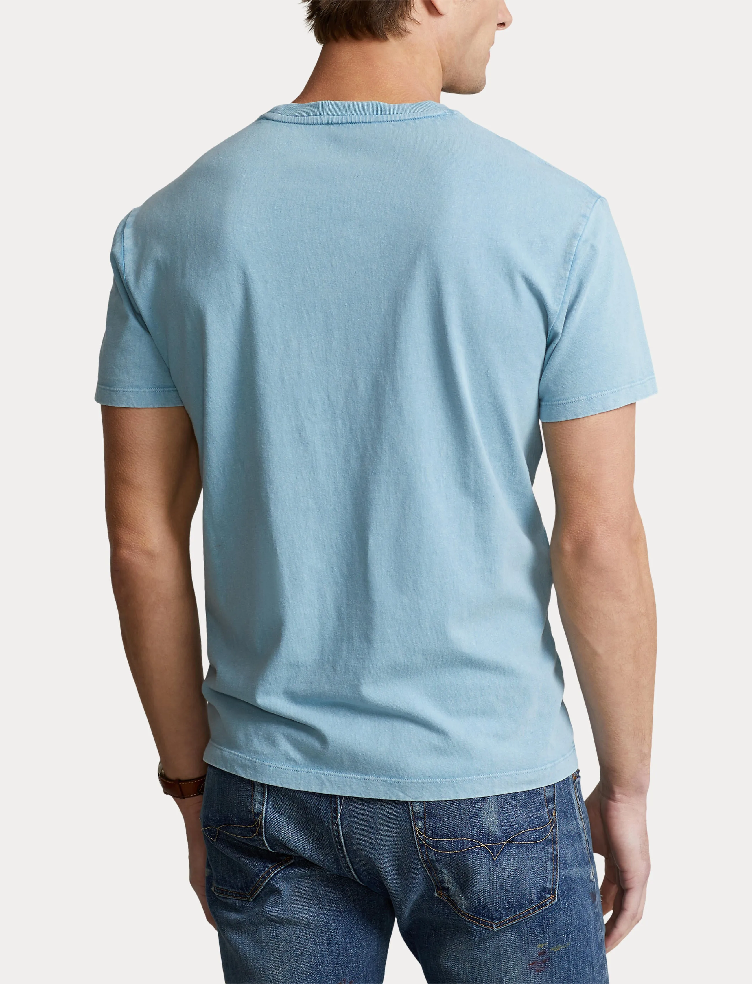 Polo Ralph Lauren Slim Cotton-Linen Pocket Tee Blue Note