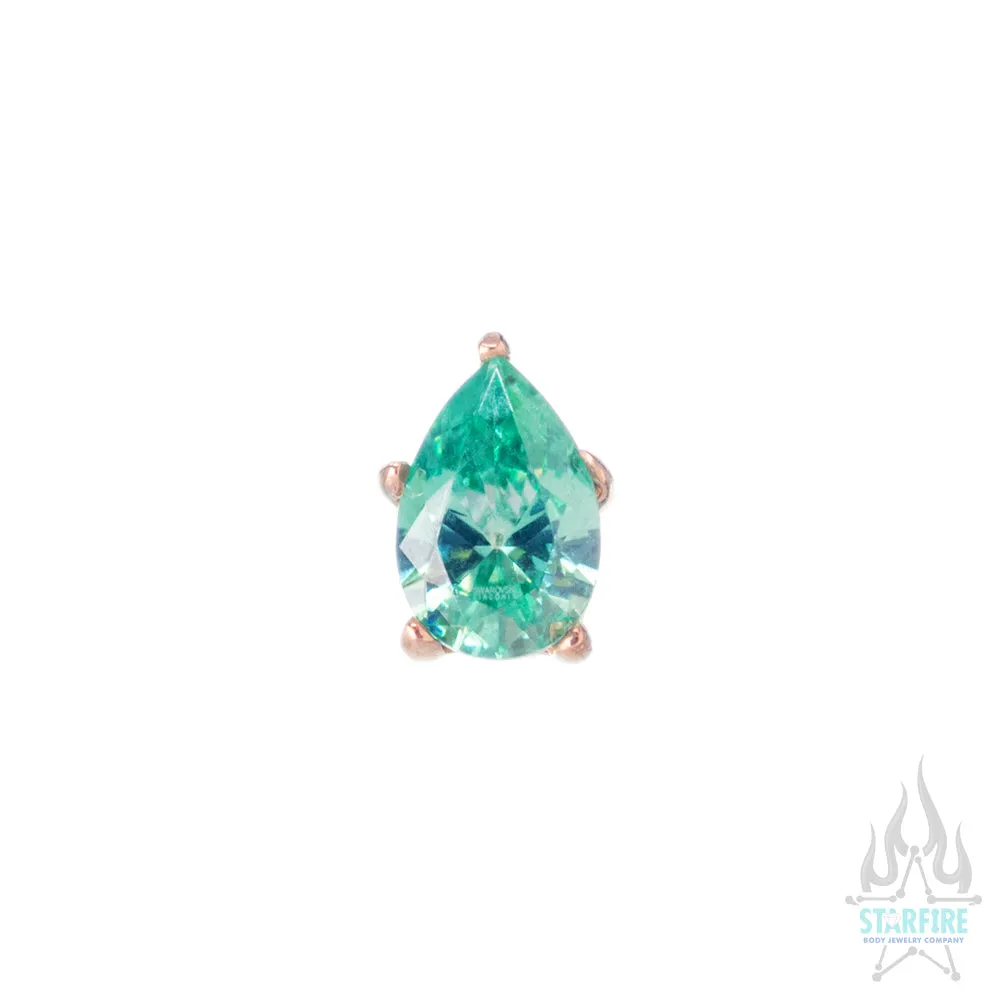 Prong-Set Pear-Cut Brilliant-Cut Gem in Rose Gold - on flatback