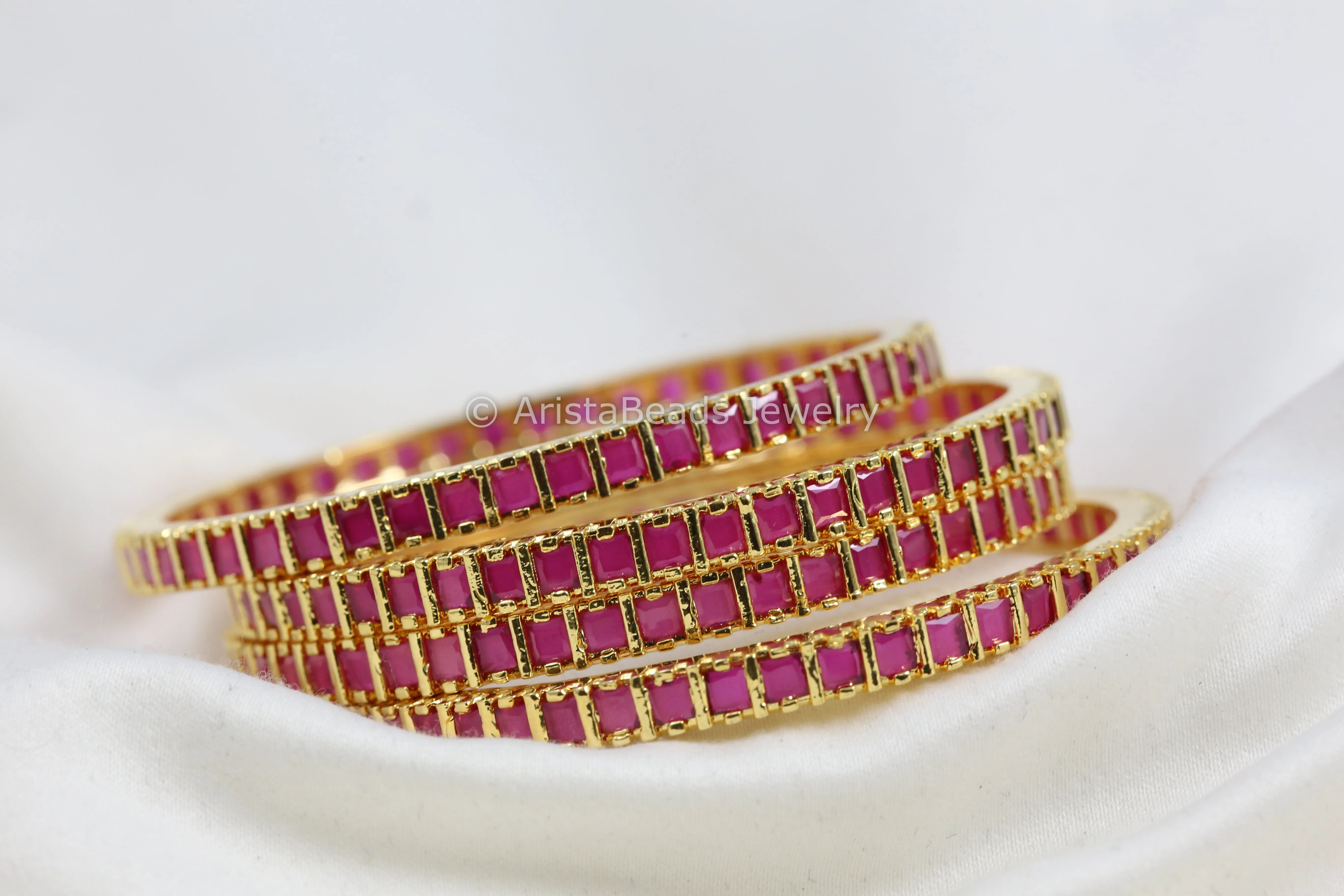 Ruby Uncut Bangle Set (Set of 4)