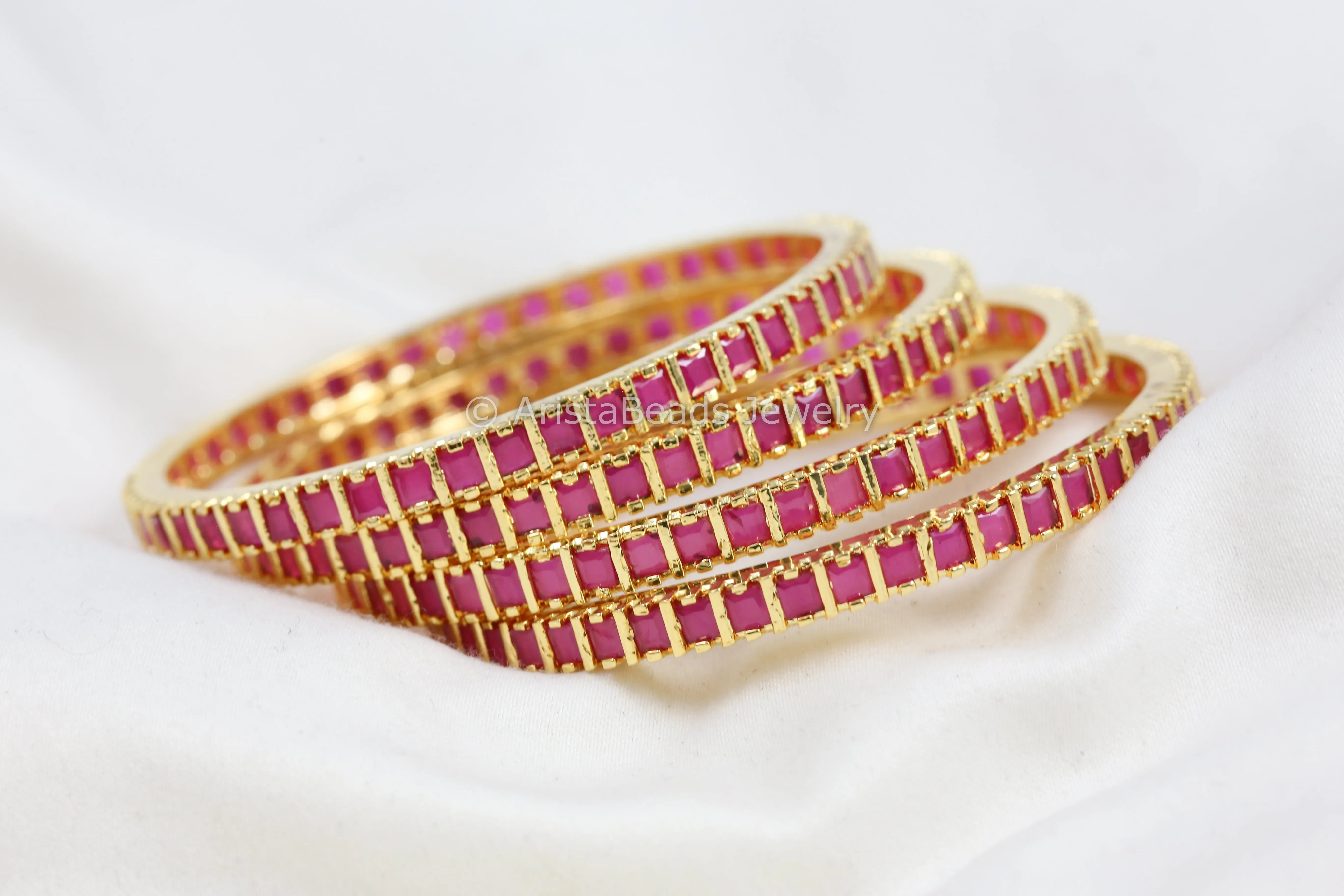 Ruby Uncut Bangle Set (Set of 4)