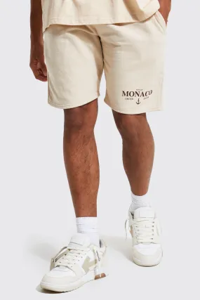 Slim Mid Monaco Print Jersey Shorts