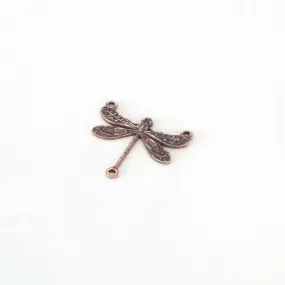 Small Antique Copper Dragonfly Pendant Connector Charm, 3 Loop, Lot Size 10, #03C