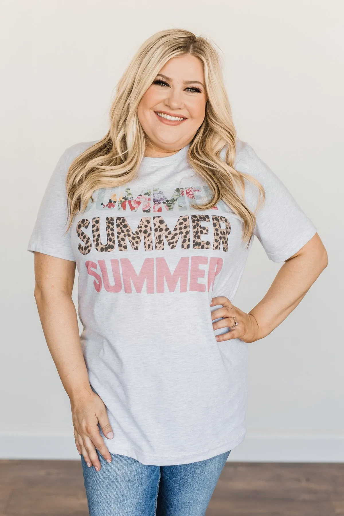 Summer Graphic Tee- Heather Grey