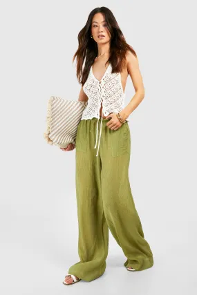 Tall Crinkle Wide Leg Pants