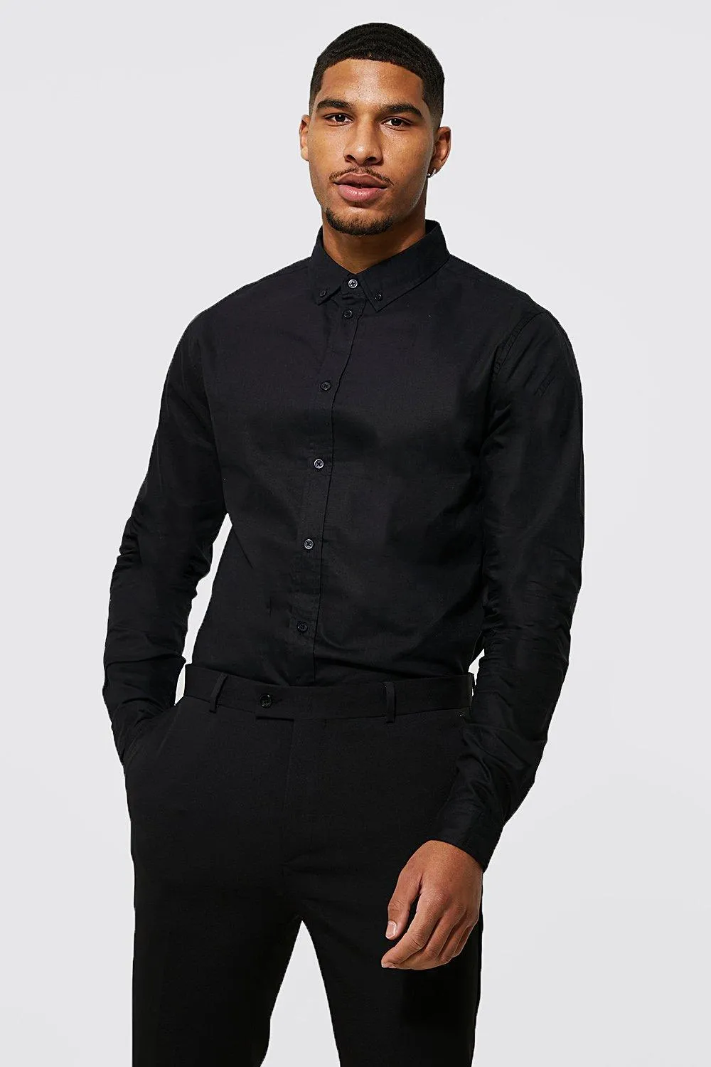 Tall Long Sleeve Oxford Shirt | boohooMAN UK