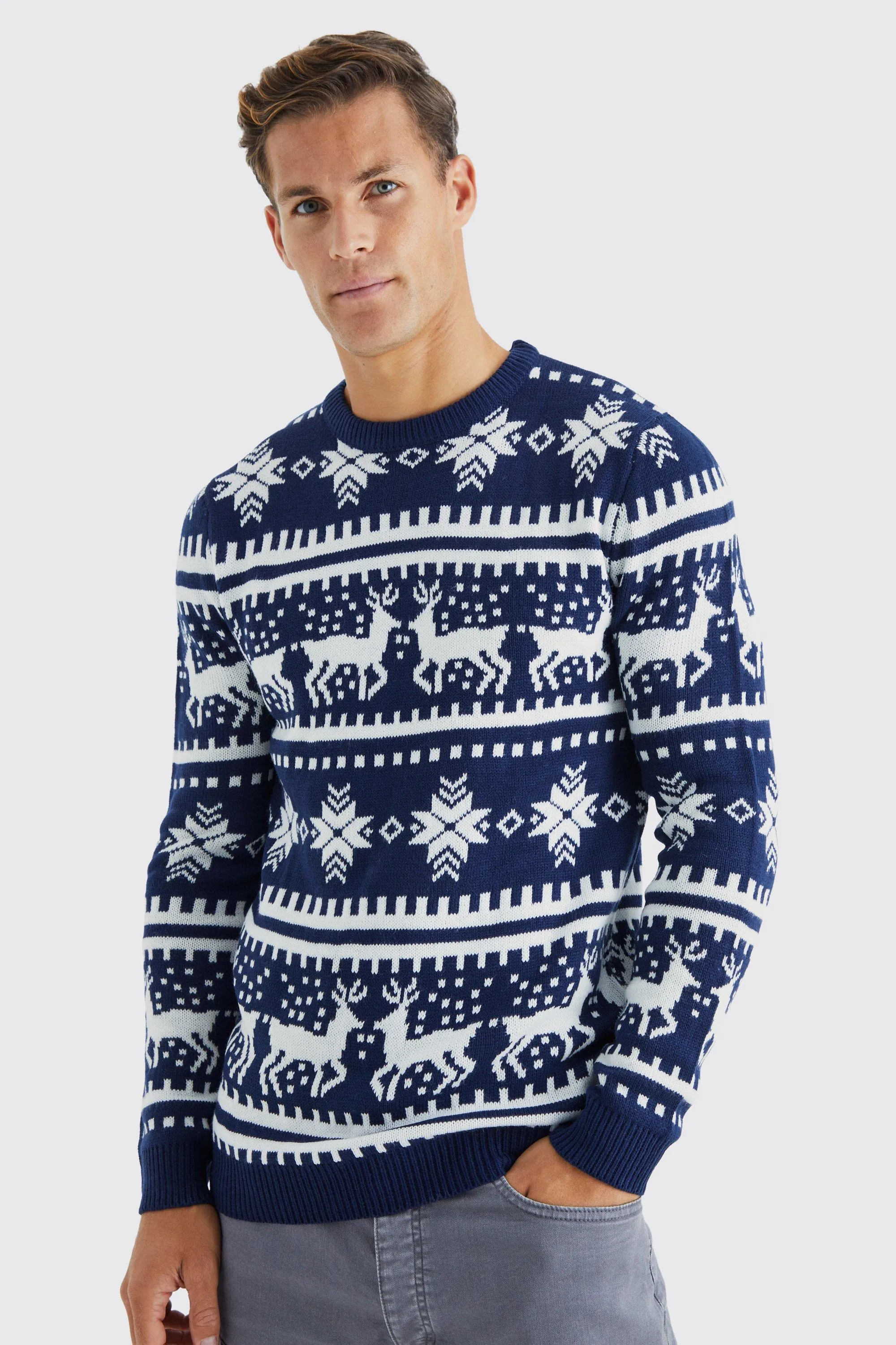 Tall Reindeer Fairisle Christmas Jumper