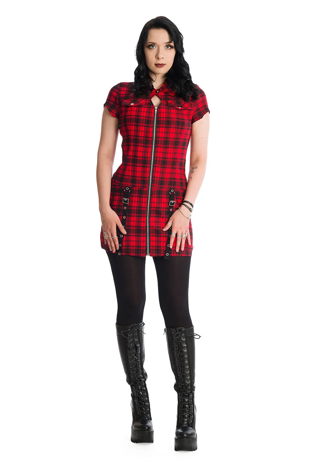 TARTAN NIGHT ZIP DRESS