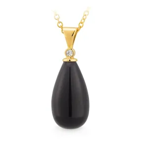 Teardrop Onyx and Diamond Pendant