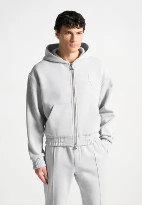 ternel Eiffel Embossed Zip Hoodie - Grey