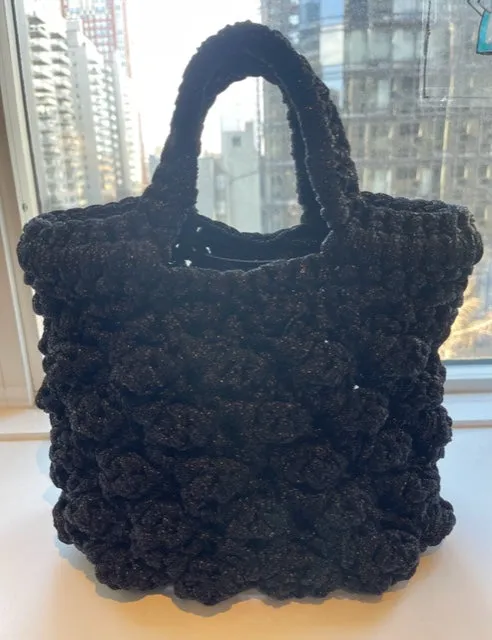 The Black Skinny Lurex Lace Basket Bag