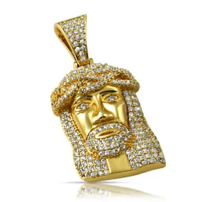 The Classic Mini Jesus Piece Pendant in White / Yellow Gold